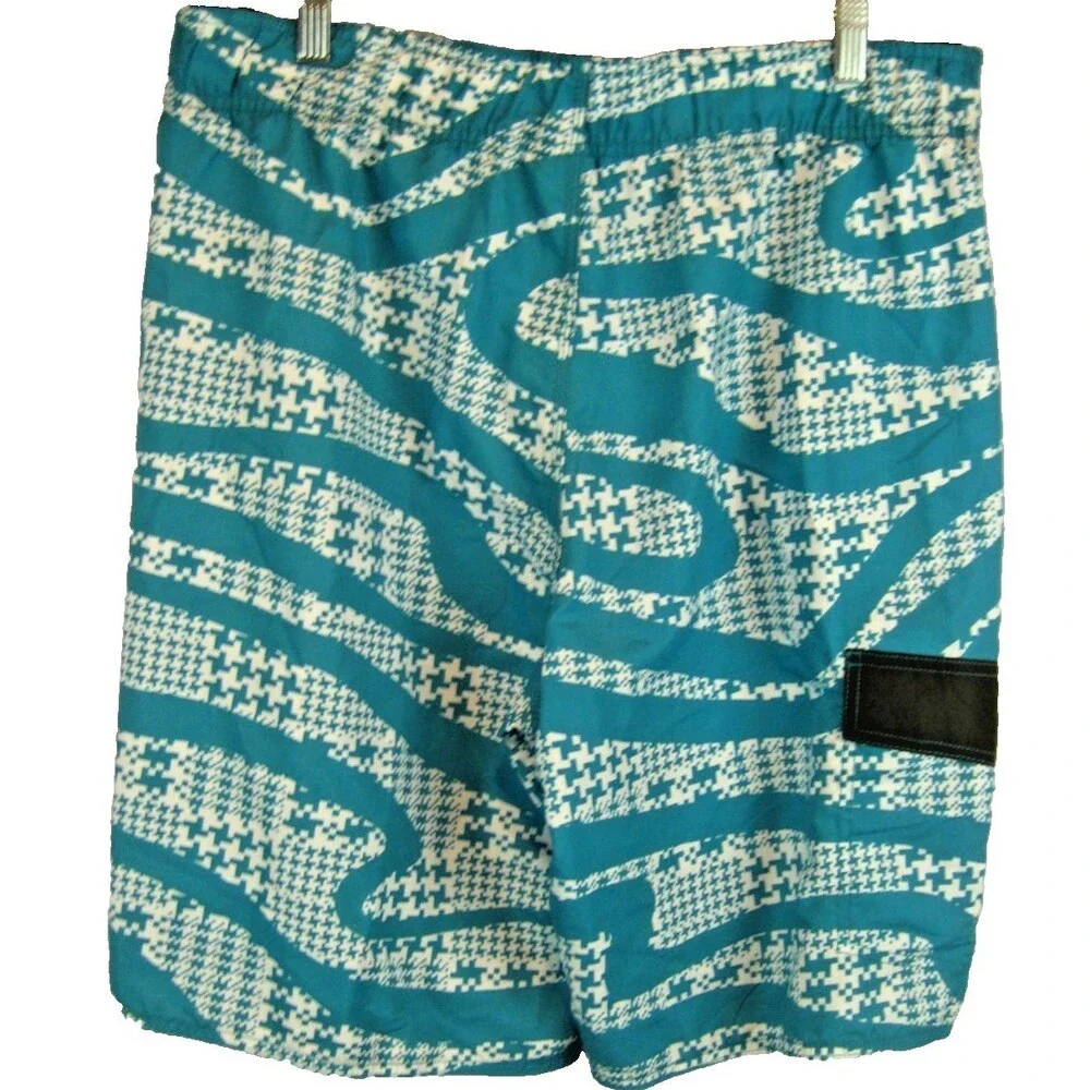 Mens NWT Joe Boxer Blue Check  Poly Flat Front Swim Board Shorts sz Lx11